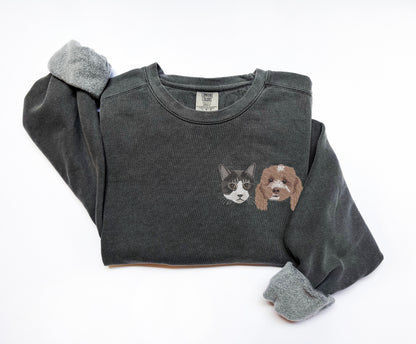 Custom Embroidered Pet Portrait Comfort Colors Sweatshirt