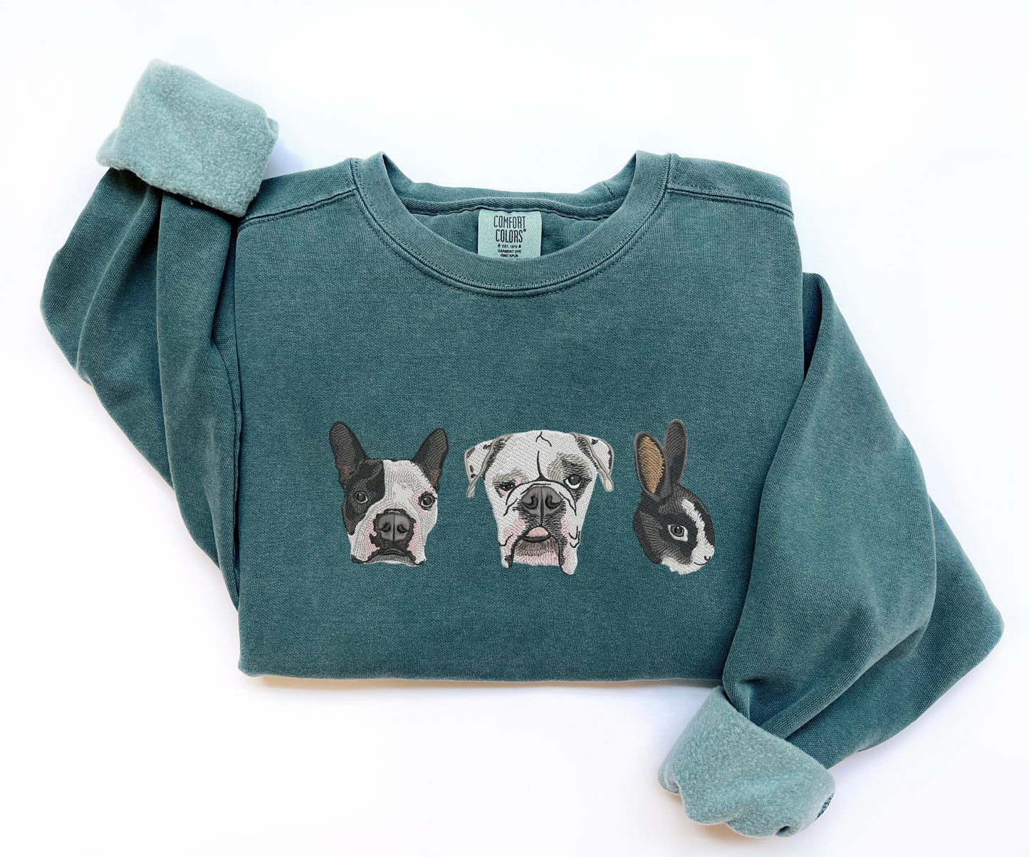 Custom Embroidered Pet Portrait Comfort Colors Sweatshirt