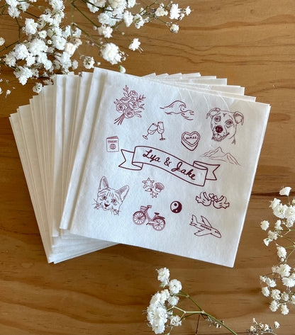 Custom Pet Portrait Doodle Napkins