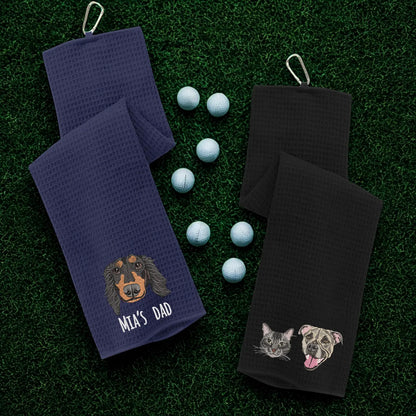 Custom Pet Portrait Embroidered Golf Towel