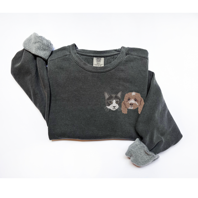 Custom Embroidered Pet Portrait Comfort Colors Sweatshirt