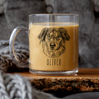 Custom Pet Portrait Glass Mug