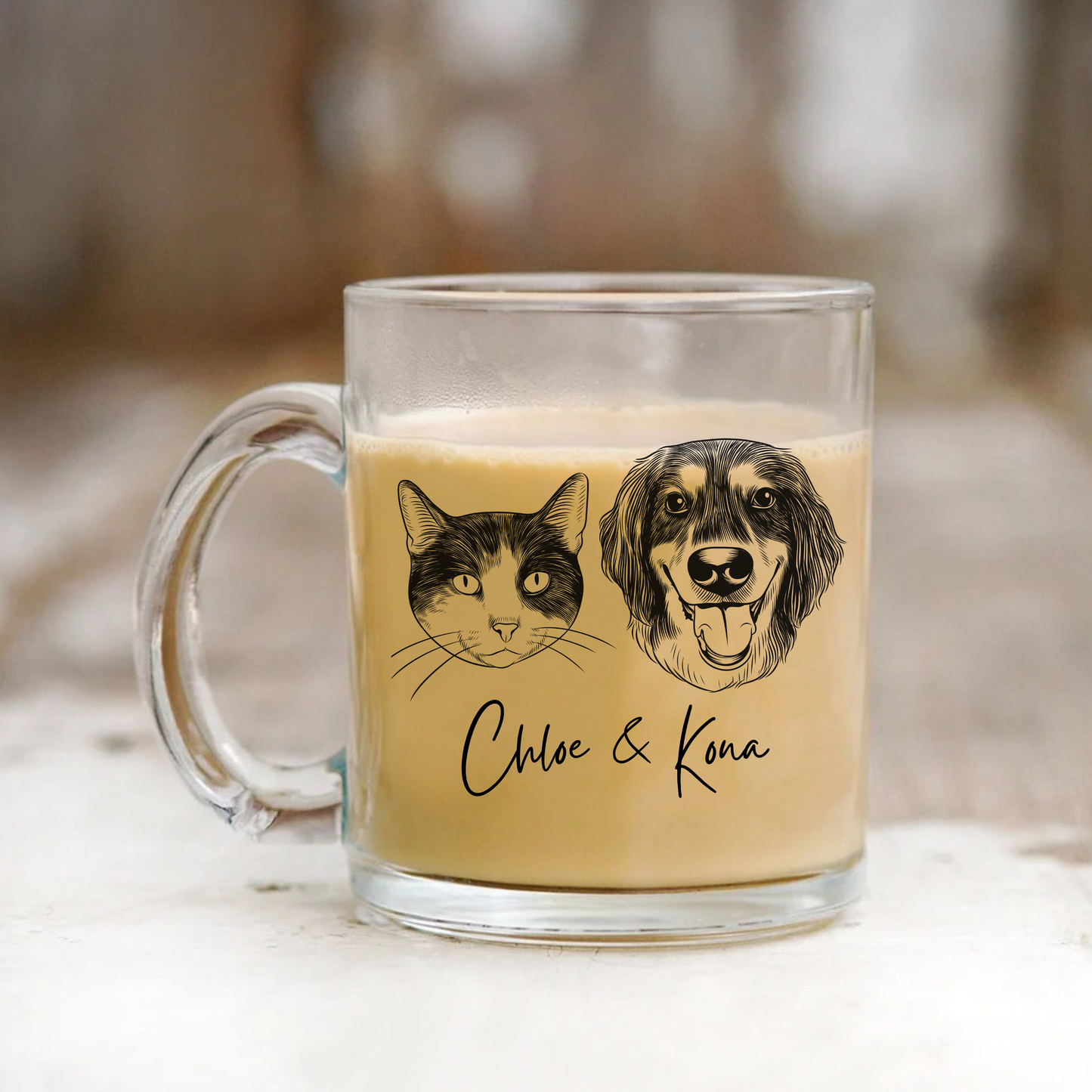 Custom Pet Portrait Glass Mug