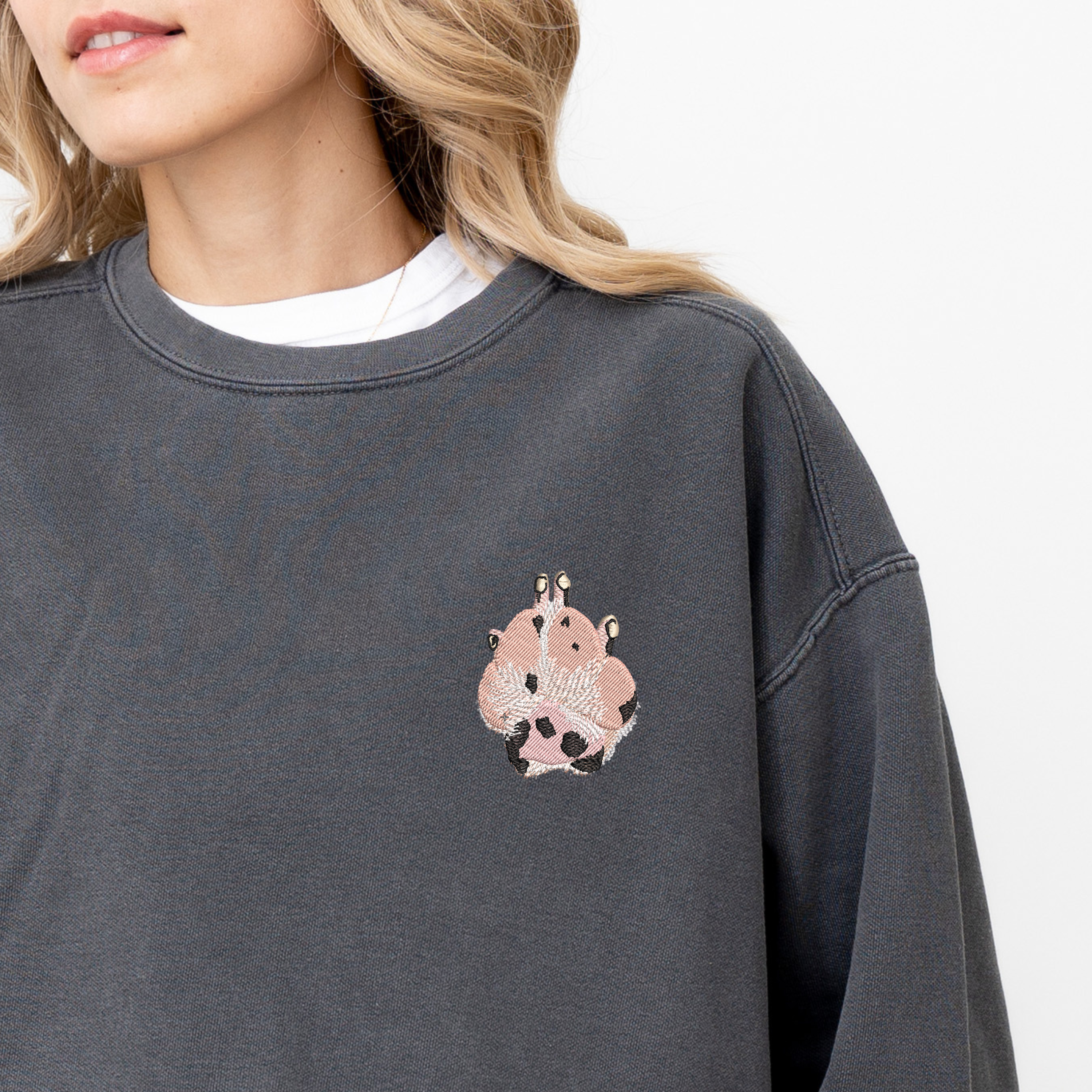 Custom Unisex Embroidered Pet Paw Portrait CC Sweatshirt