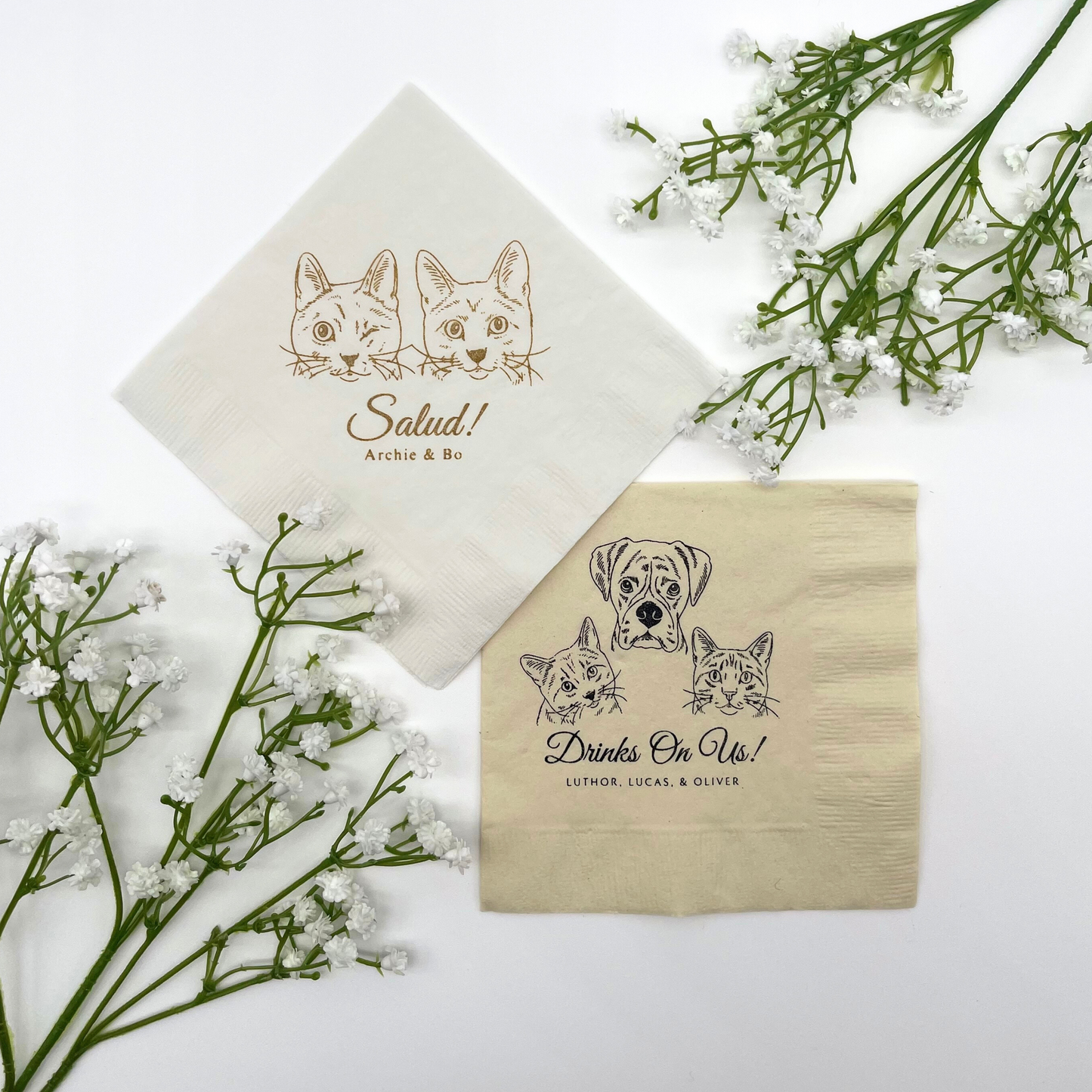 Custom Pet Portrait Cocktail Napkins