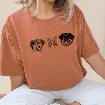 Custom Printed Pet Portrait T-Shirt