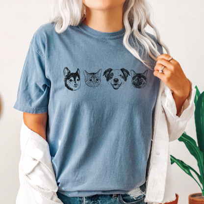 Custom Printed Pet Portrait T-Shirt