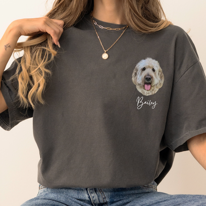 Custom Printed Colored Pet Portrait T-Shirt