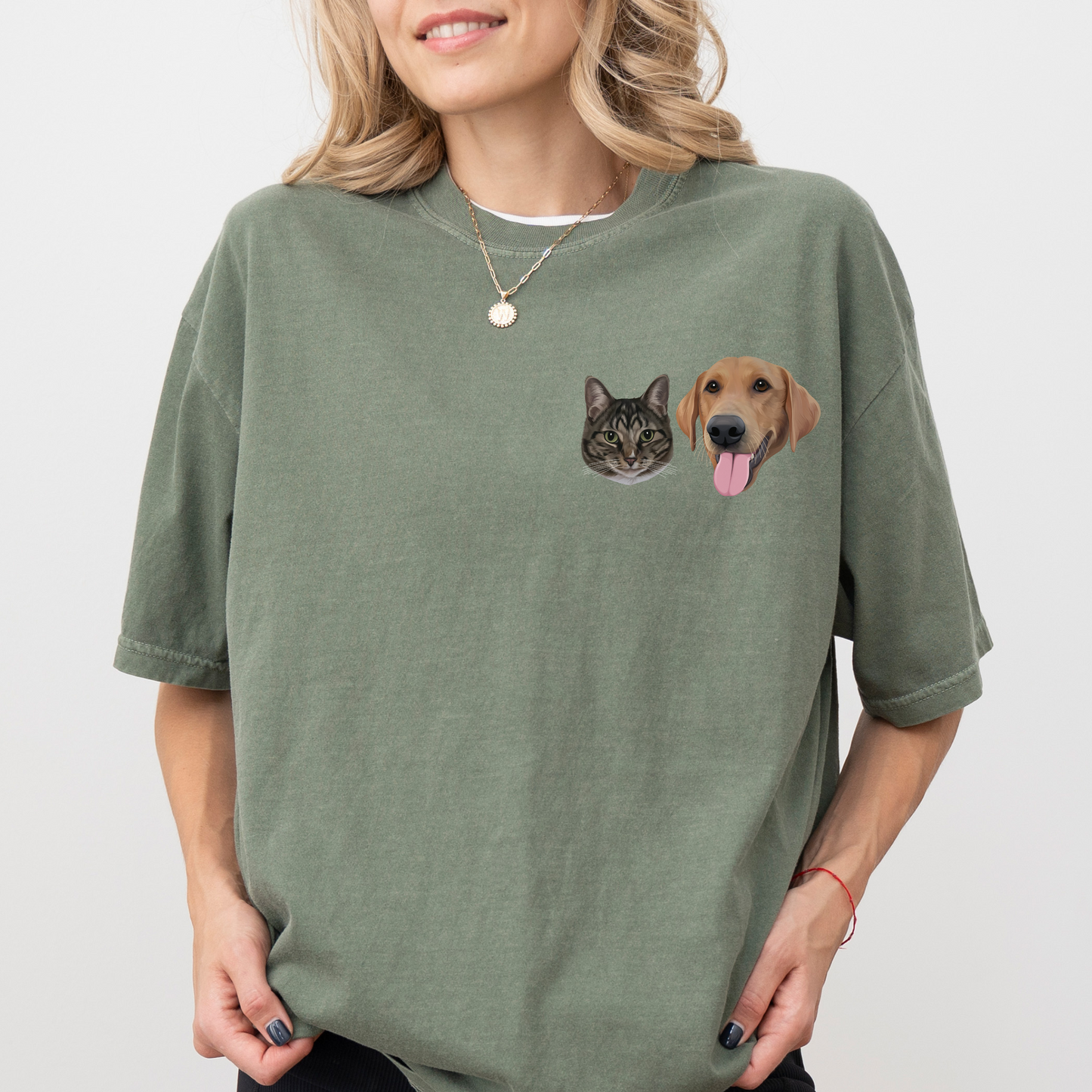 Custom Printed Colored Pet Portrait T-Shirt