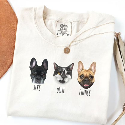 Custom Printed Colored Pet Portrait T-Shirt