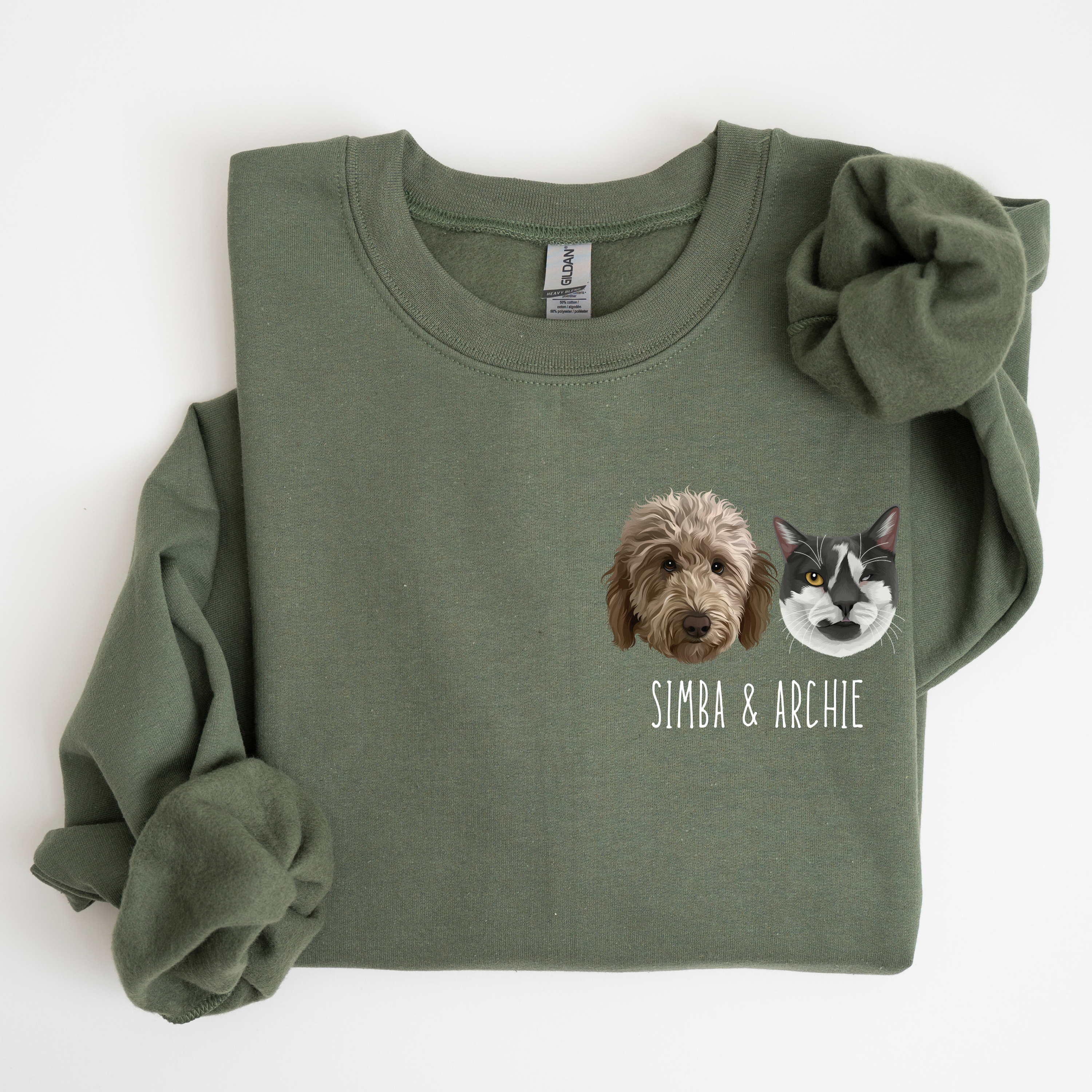 Custom Printed Colored Pet Portrait Sweatshirt