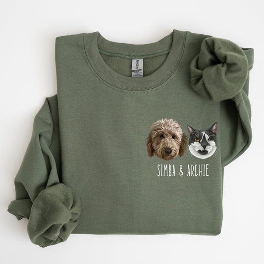 Custom Printed Colored Pet Portrait Sweatshirt