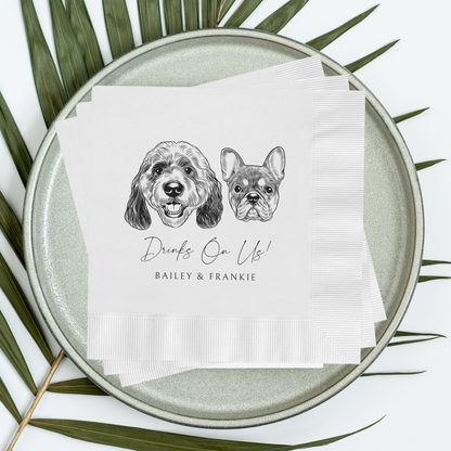 Custom Detailed Pet Portrait Cocktail Napkins