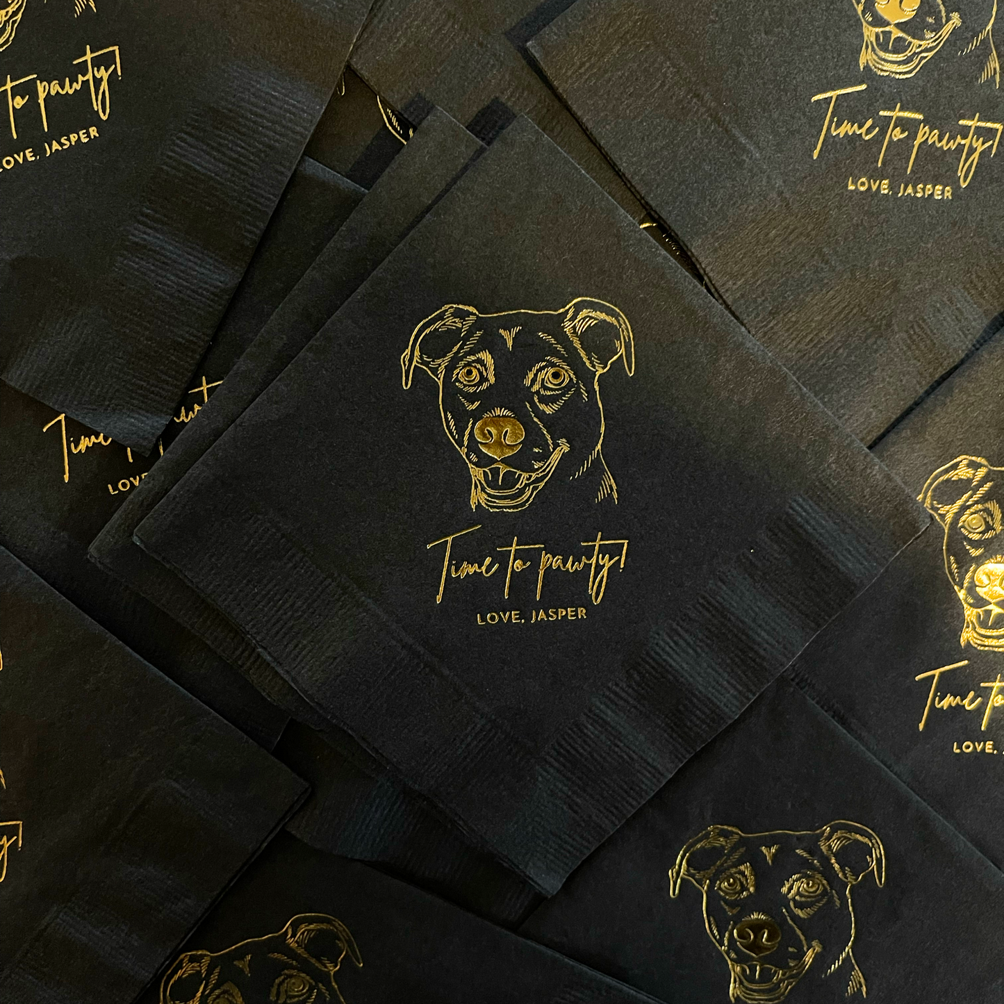 Custom Foil Pet Portrait Cocktail Napkins