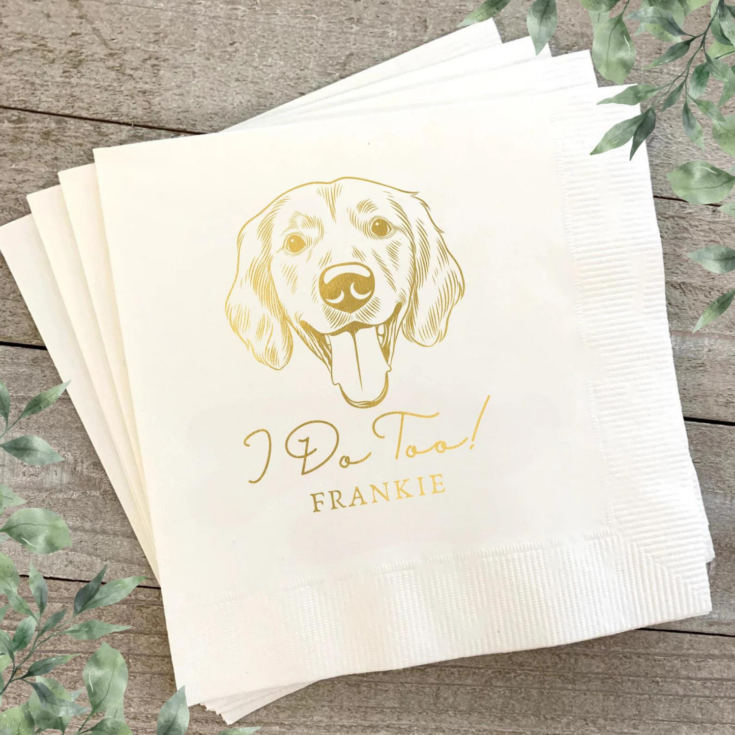 Custom Foil Pet Portrait Cocktail Napkins