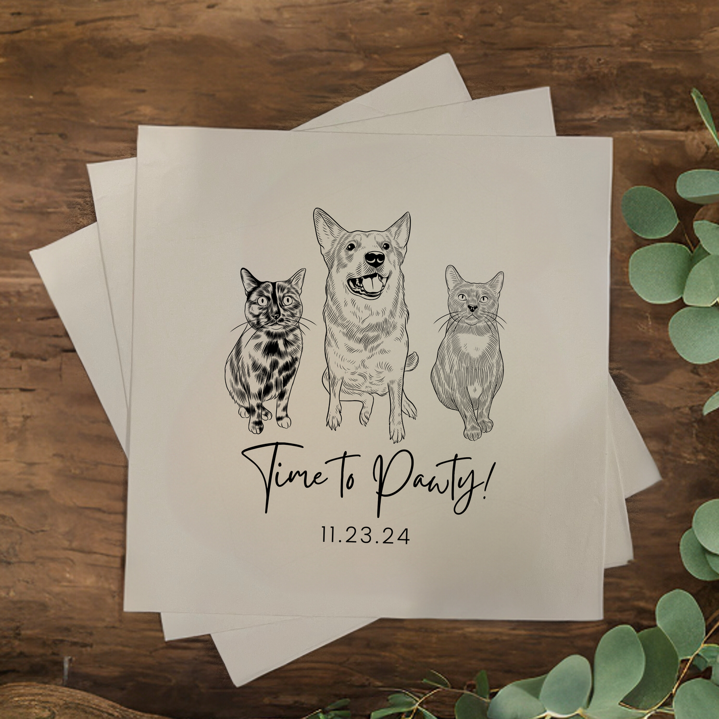 Custom Full Body Pet Portrait Cocktail Napkins