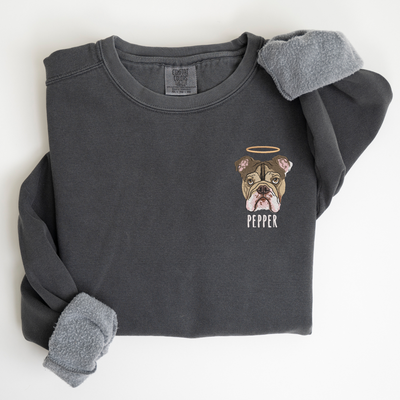 Custom Unisex Embroidered Memorial Pet Portrait Comfort Colors Sweatshirt