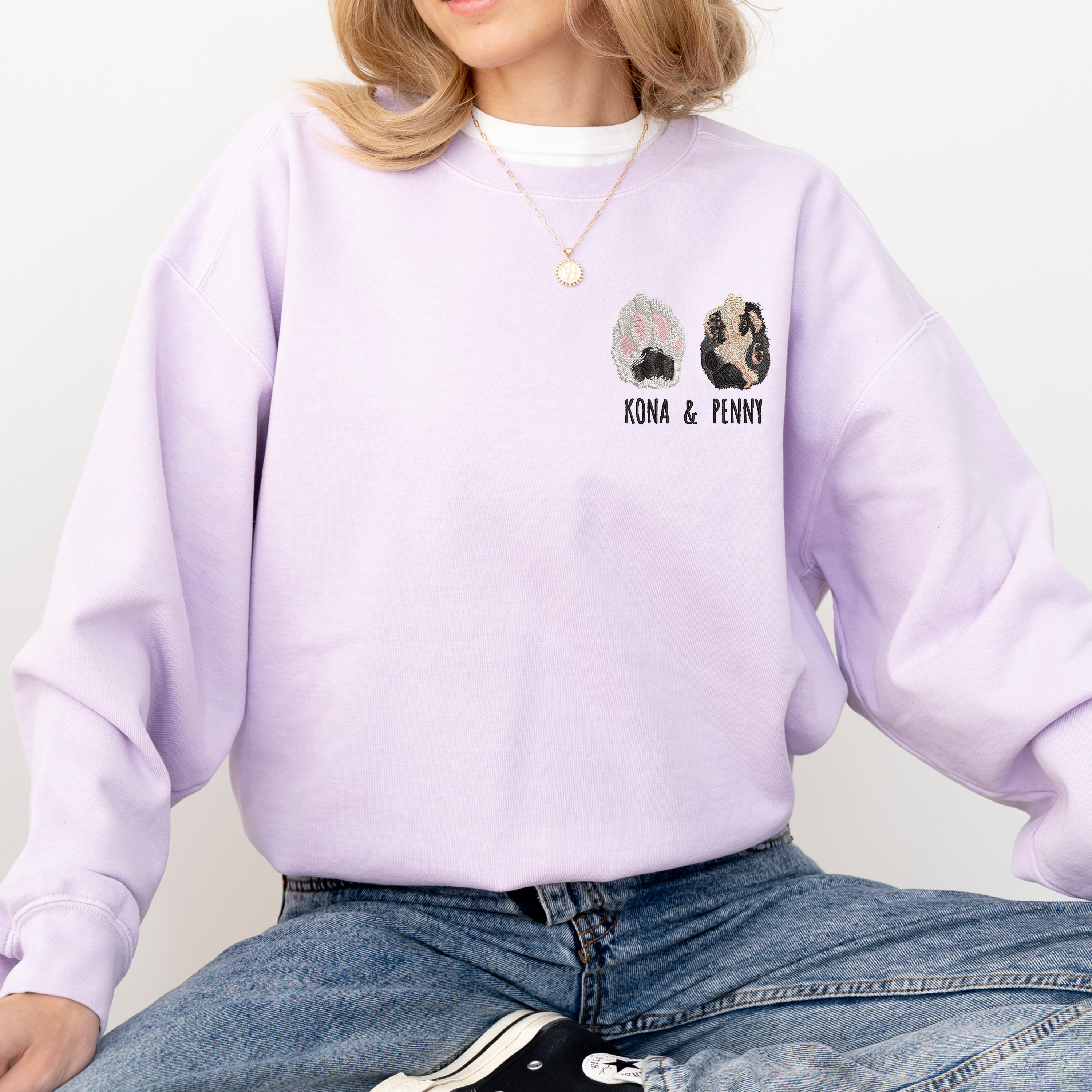 Custom Unisex Embroidered Pet Paw Portrait CC Sweatshirt