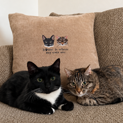 Custom Pet Portrait Embroidered Pillow Case