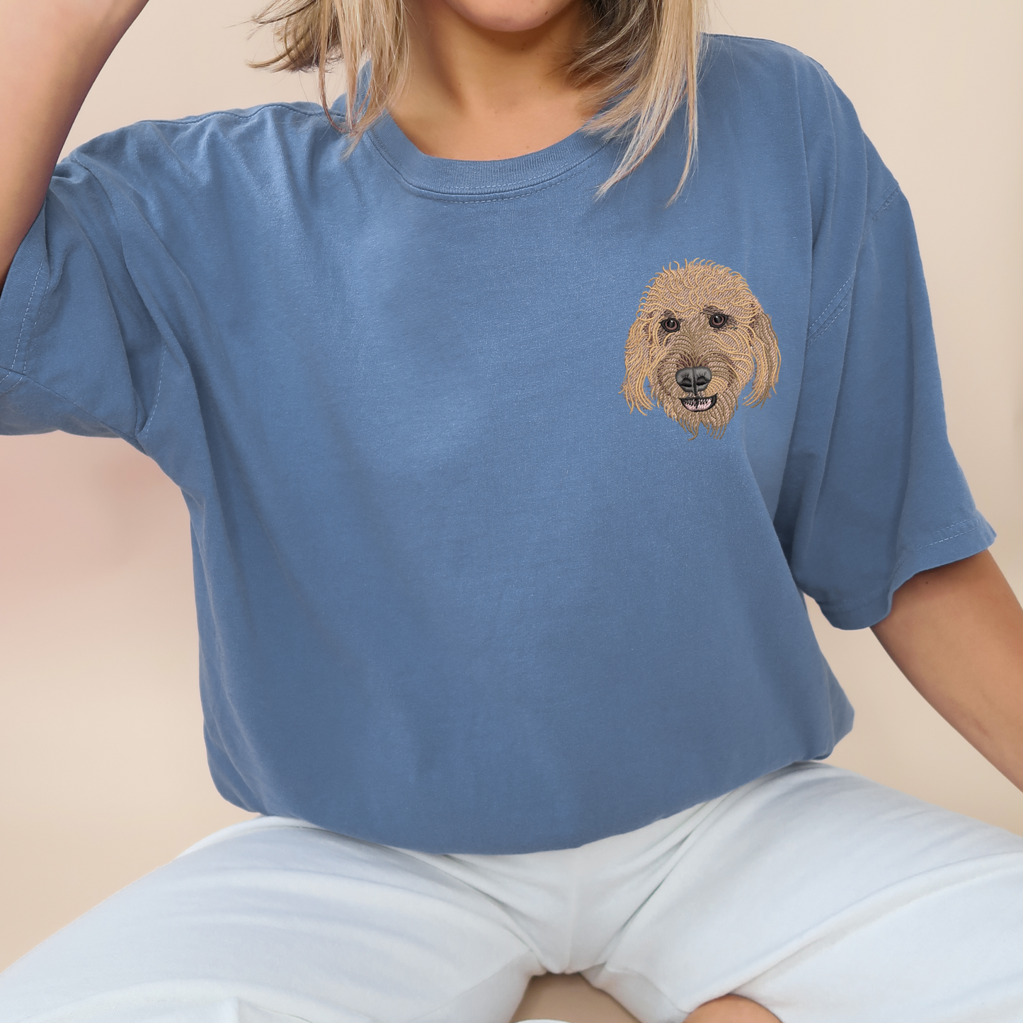 Custom Embroidered Pet Portrait Tee