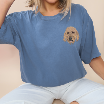 Custom Unisex Embroidered Pet Portrait Tee