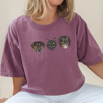 Custom Unisex Embroidered Pet Portrait Tee
