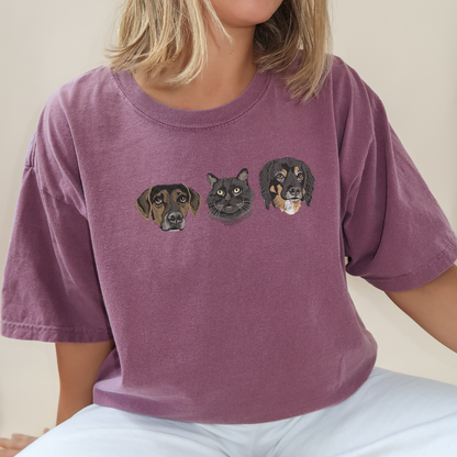 Custom Embroidered Pet Portrait Tee