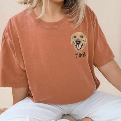 Custom Unisex Embroidered Pet Portrait Tee