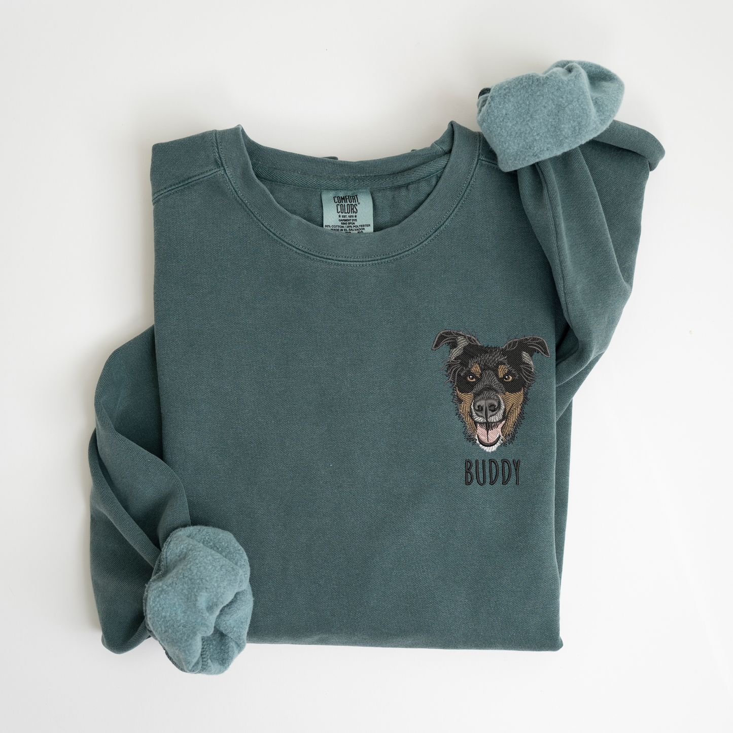 Custom Embroidered Pet Portrait Comfort Colors Sweatshirt