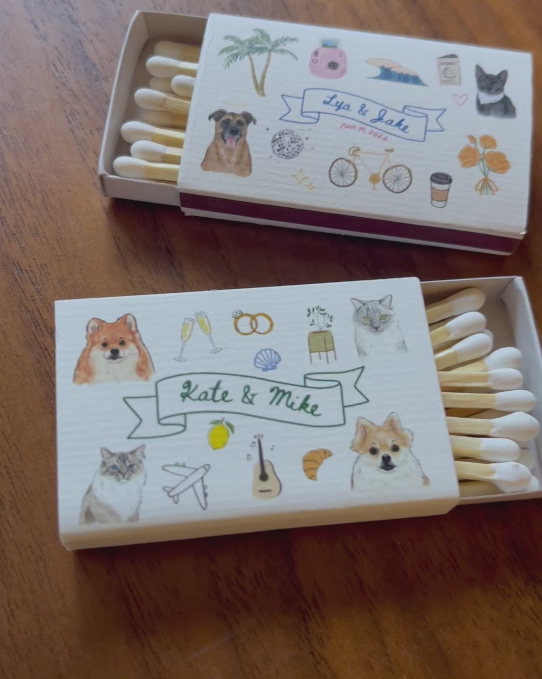 Custom Color Doodle Pet Portrait Matchboxes