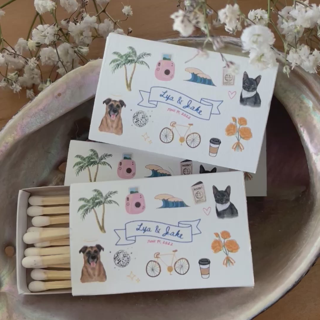 Custom Color Doodle Pet Portrait Matchboxes