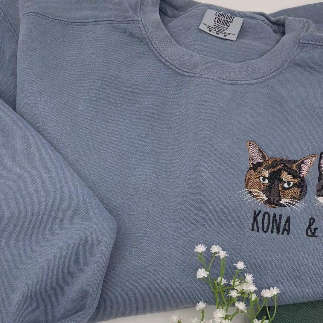 Custom Unisex Embroidered Pet Portrait Comfort Colors Sweatshirt