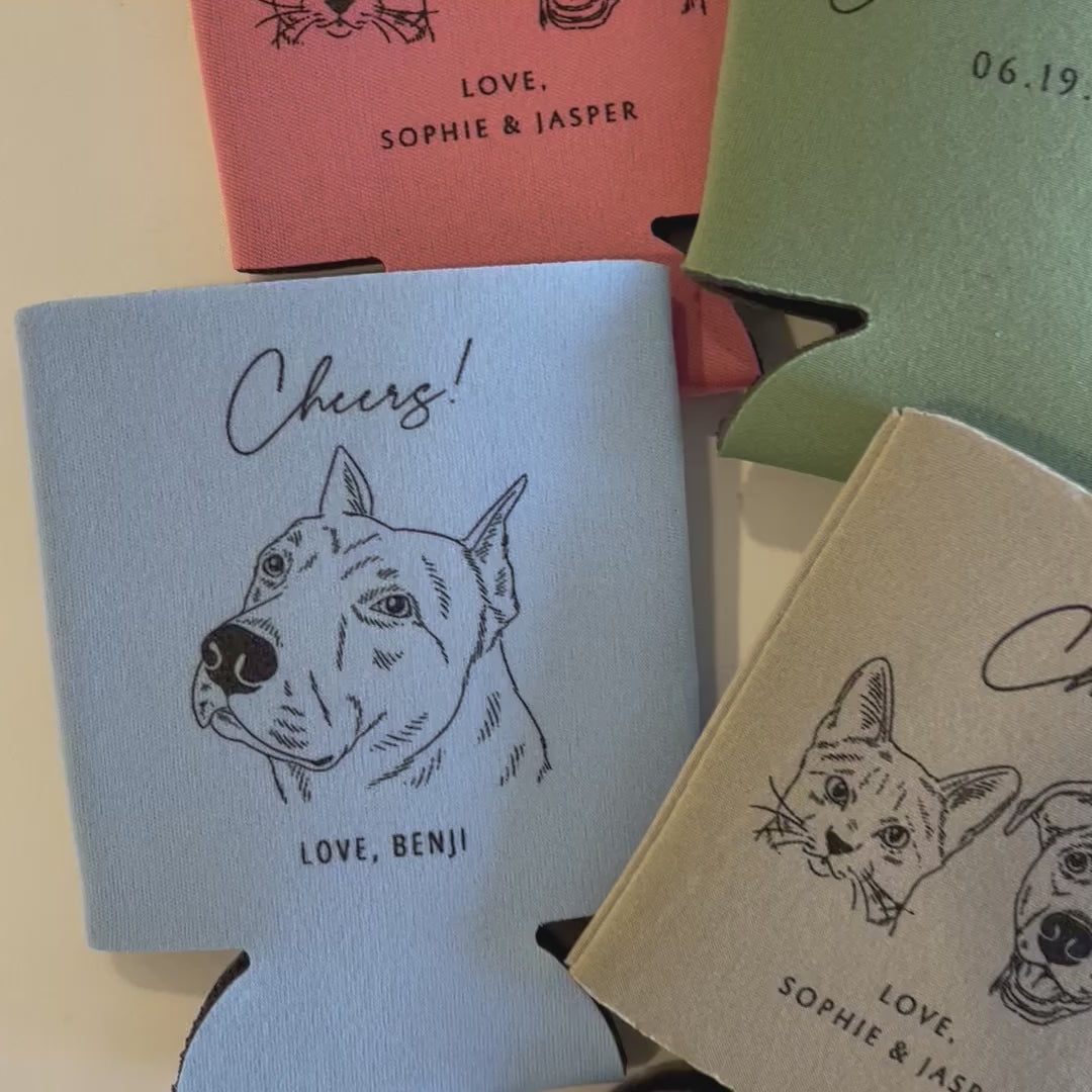 Custom Pet Portrait Can Coolers