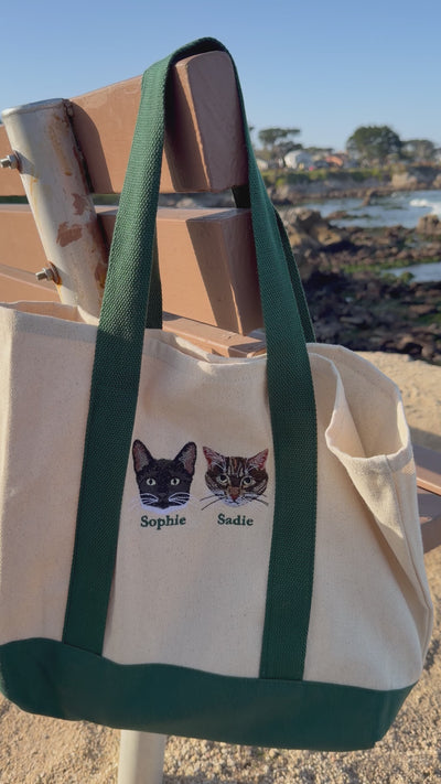 Custom Pet Portrait Embroidered Tote Bag