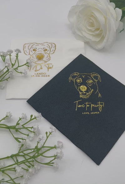 Custom Foil Pet Portrait Cocktail Napkins