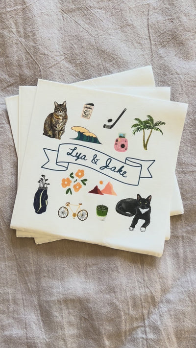 Custom Pet Portrait Full Color Doodle Napkins