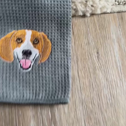 Custom Pet Portrait Embroidered Golf Towel