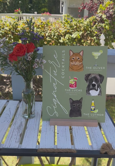 Custom Pet Portrait Signature Cocktail Sign
