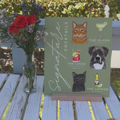 Custom Pet Portrait Signature Cocktail Sign