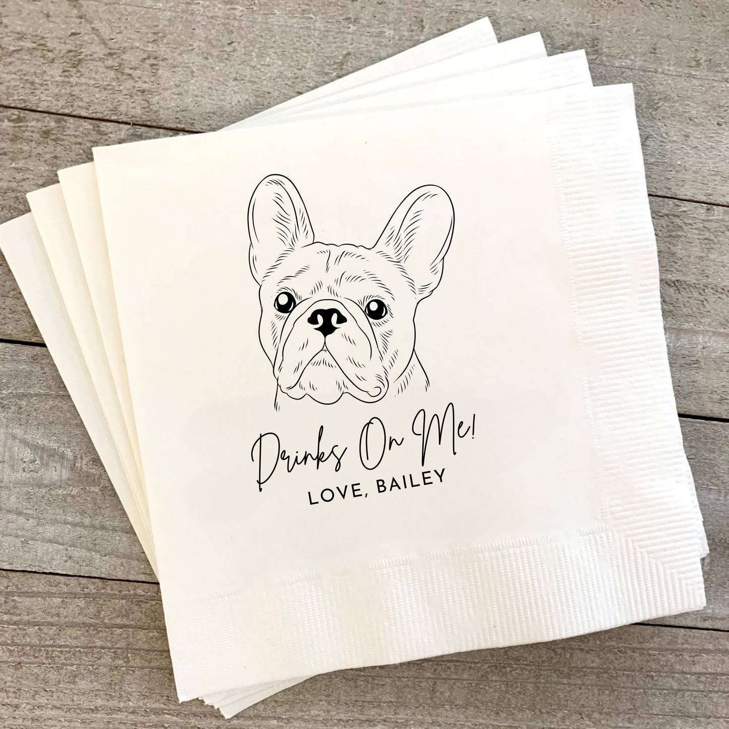 Custom Pet Portrait Cocktail Napkins